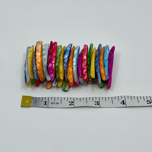 Vintage 90s Colourful Shell Chunky Stretch Bracelet - Picture 3 of 4